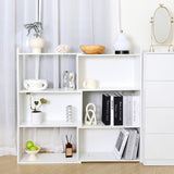Reliacner 360° Adjustable Open Bookcase, 4-Tier Bookshelf with 6 Storage Cubes, White