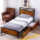 Reliancer Twin-XL Bed Frame with 2 XL Storage Drawers