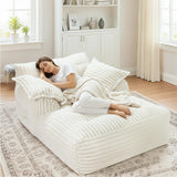 Reliancer 67.7" Oversized Chaise Lounge Chair Indoor, Faux Fur Upholstered Boneless Sofa Bed