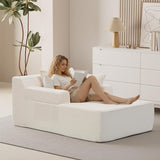 Reliancer Oversized Chaise Lounge Chair Indoor, Corduroy Upholstered Sofa Bed, Grey