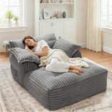 Reliancer 67.7" Oversized Chaise Lounge Chair Indoor, Faux Fur Upholstered Boneless Sofa Bed