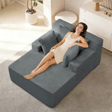 Reliancer Oversized Chaise Lounge Chair Indoor, Corduroy Upholstered Sofa Bed, Grey