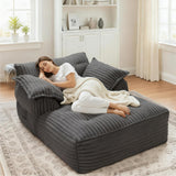 Reliancer 67.7" Oversized Chaise Lounge Chair Indoor, Faux Fur Upholstered Boneless Sofa Bed