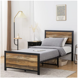 Reliancer Bed Frame with Wooden Headboard and Footboard
