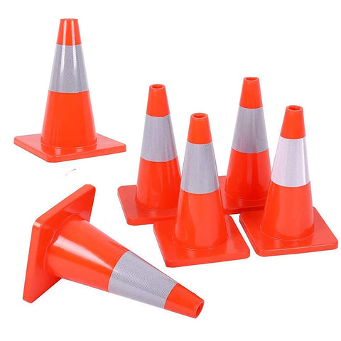 Reliancer 6PCS 18” Traffic Cones, PVC Safety Road Parking Cones