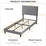 Reliancer Twin XL Size Velvet Bed Frame