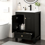 Reliancer Bathroom Vanity with Sink , Modern Thickened Bathroom Storage Cabinet, Black