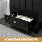 Reliancer Bathroom Vanity with Sink , Modern Thickened Bathroom Storage Cabinet, Black