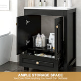 Reliancer Bathroom Vanity with Sink , Modern Thickened Bathroom Storage Cabinet, Black