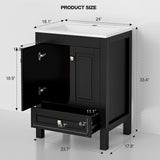 Reliancer Bathroom Vanity with Sink , Modern Thickened Bathroom Storage Cabinet, Black