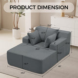 Reliancer Oversized Chaise Lounge Chair Indoor, Corduroy Upholstered Sofa Bed, Grey