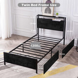 Reliancer Twin-XL Bed Frame with 2 XL Storage Drawers