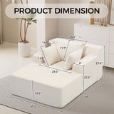 Reliancer Oversized Chaise Lounge Chair Indoor, Corduroy Upholstered Sofa Bed, Grey