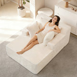 Reliancer Oversized Chaise Lounge Chair Indoor, Corduroy Upholstered Sofa Bed, Grey