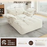 Reliancer 67.7" Oversized Chaise Lounge Chair Indoor, Faux Fur Upholstered Boneless Sofa Bed