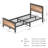 Reliancer Bed Frame with Wooden Headboard and Footboard