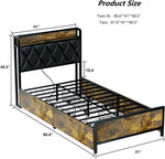 Reliancer 4 Storage Drawers Twin Bed Frame with Charging Station