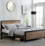 Reliancer Bed Frame with Wooden Headboard and Footboard