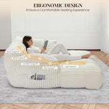 Reliancer 67.7" Oversized Chaise Lounge Chair Indoor, Faux Fur Upholstered Boneless Sofa Bed