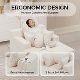 Reliancer Oversized Chaise Lounge Chair Indoor, Corduroy Upholstered Sofa Bed, Grey