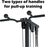 Reliancer LAT Pull Down and Low Row Cable Machine - 16 Height Adjustable Pulley System for Full Body Workout, Maximum Weight Capacity 400lbs, Perfect for Home Gym, Includes Additional Handle