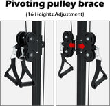 Reliancer LAT Pull Down and Low Row Cable Machine - 16 Height Adjustable Pulley System for Full Body Workout, Maximum Weight Capacity 400lbs, Perfect for Home Gym, Includes Additional Handle