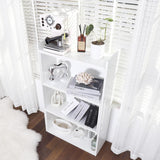 Reliacner 360° Adjustable Open Bookcase, 4-Tier Bookshelf with 6 Storage Cubes, White