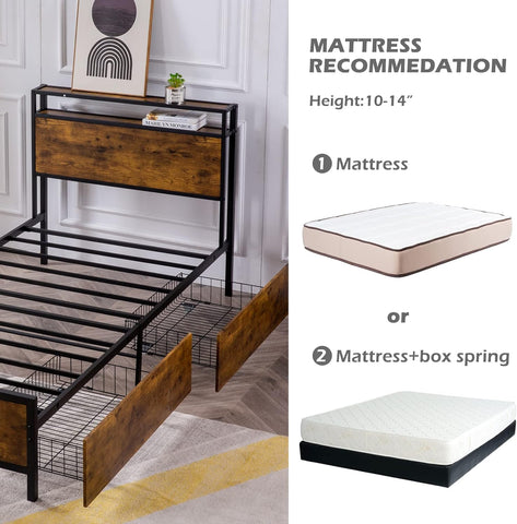 Reliancer Bed Frame with 2 Storage Drawers