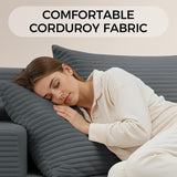 Reliancer Oversized Chaise Lounge Chair Indoor, Corduroy Upholstered Sofa Bed, Grey