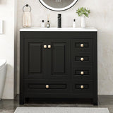 Reliancer Bathroom Vanity with Sink , Modern Thickened Bathroom Storage Cabinet, Black