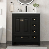 Reliancer Bathroom Vanity with Sink , Modern Thickened Bathroom Storage Cabinet, Black