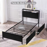 Reliancer Twin-XL Bed Frame with 2 XL Storage Drawers