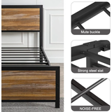 Reliancer Bed Frame with Wooden Headboard and Footboard