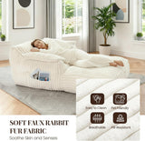 Reliancer 67.7" Oversized Chaise Lounge Chair Indoor, Faux Fur Upholstered Boneless Sofa Bed