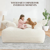 Reliancer 67.7" Oversized Chaise Lounge Chair Indoor, Faux Fur Upholstered Boneless Sofa Bed