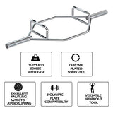 Olympic Hex Bar, Trap Bar 56" Chrome Finish Hex Weight Lifting Bar Deadlift Bar (Silver)