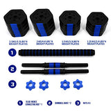 Fitness Dumbbells Set, Adjustable Weight Sets (Blue, 66 lbs)